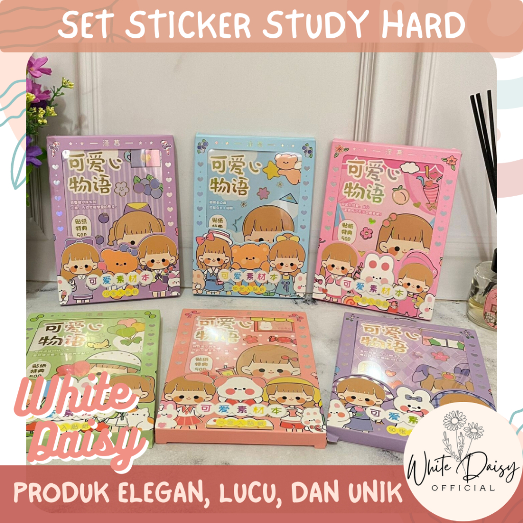 

Set sticker study hard premium lucu imut hadiah gift hampers unik