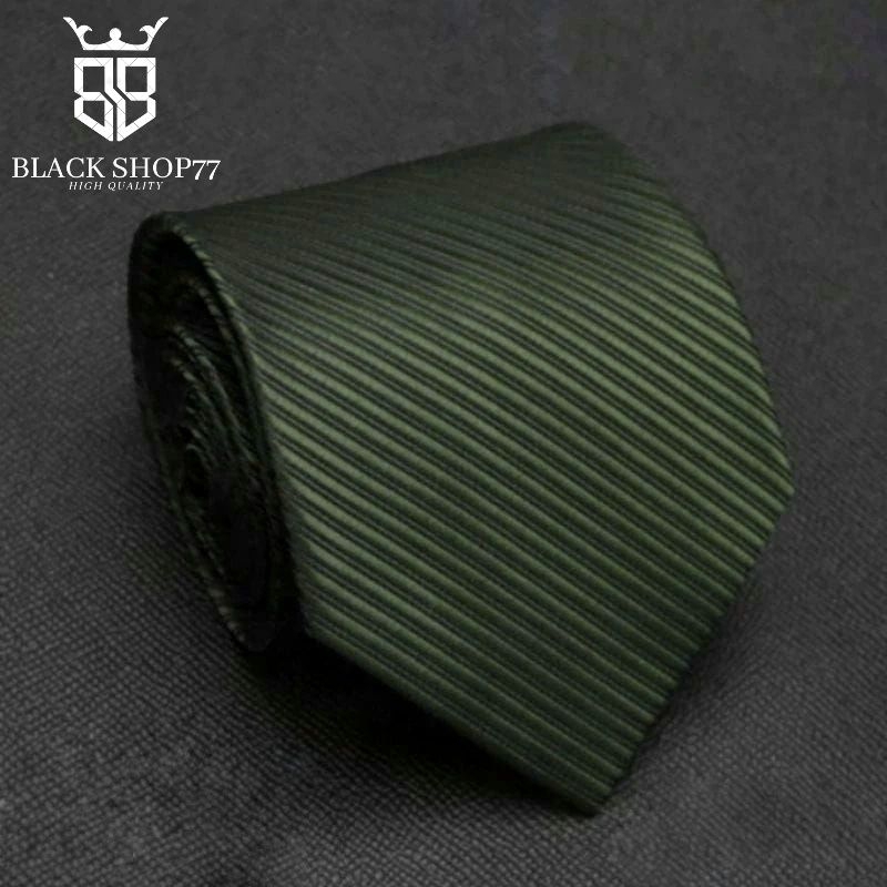 Dasi Pria Dasi Panjang Dasi Motif Salur Hijau Army/Lumut 3 Inchi 8 Cm