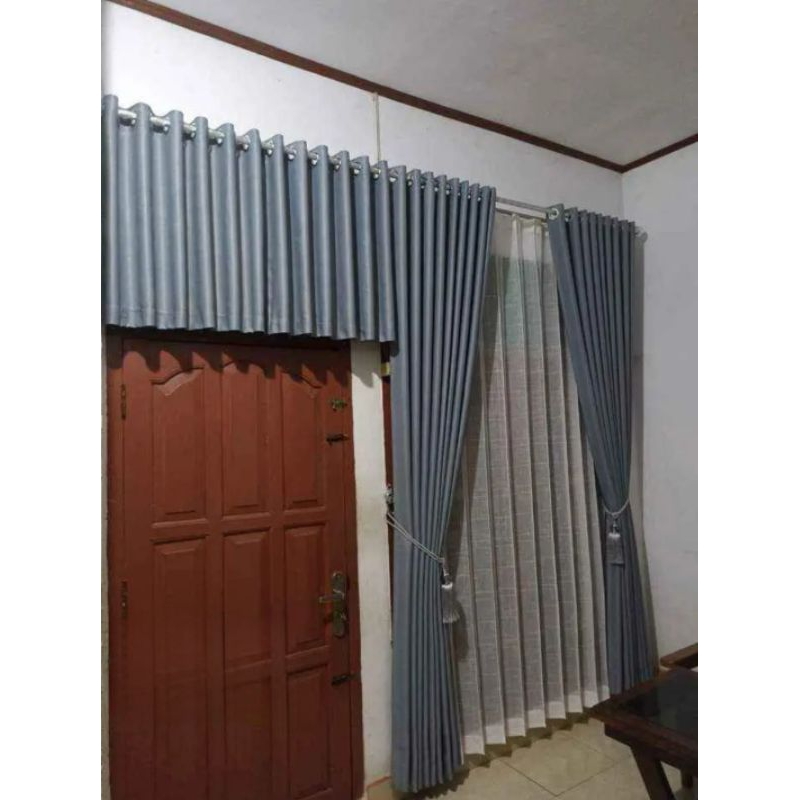 Gorden Jendela Pintu Samping 1Set Poni Ventilasi Lubang angin Hordeng Pintu Tengah Tirai Jendela