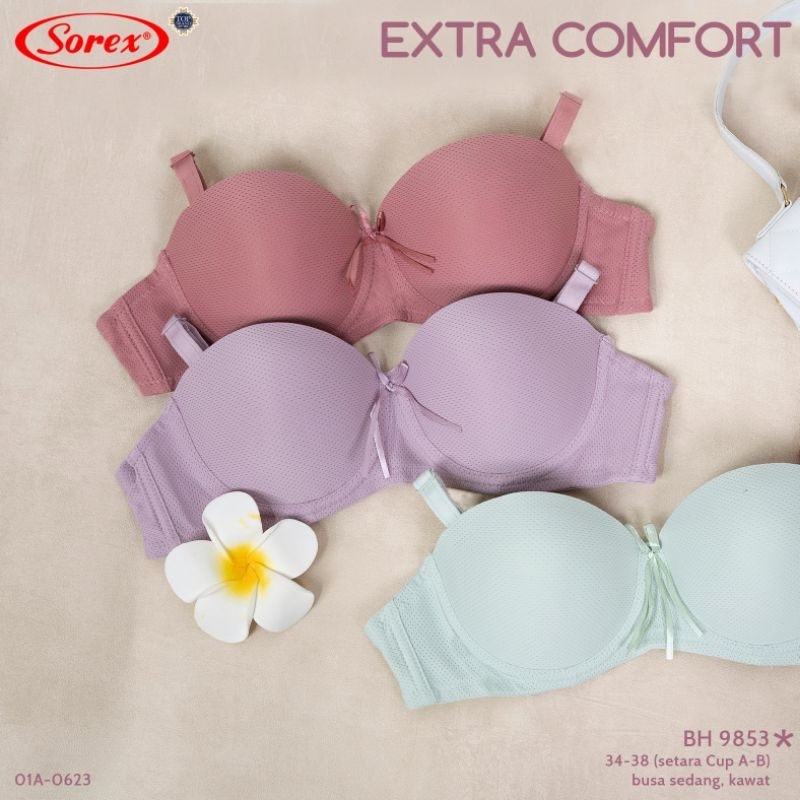 Bra Bh Sorex 9853 Busa Sedang Kawat Kait 2 Cup Setengah / Bh Wanita Sorex