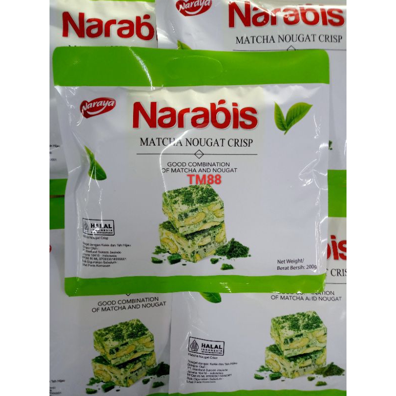 

NOUGAT DENGAN KUKIS DAN TEH HIJAU/NARABIS MATCHA NOUGAT CRISP NARAYA