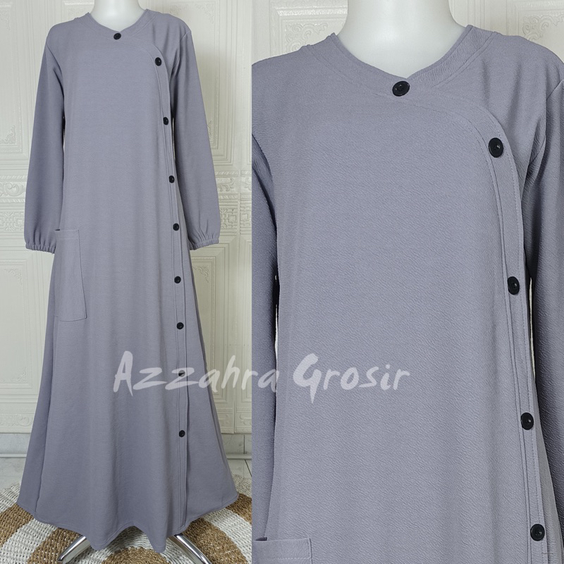 AM - ANZANA Maxy Gamis Wanita Muslim Lemon Skin Milano Melar-Grey