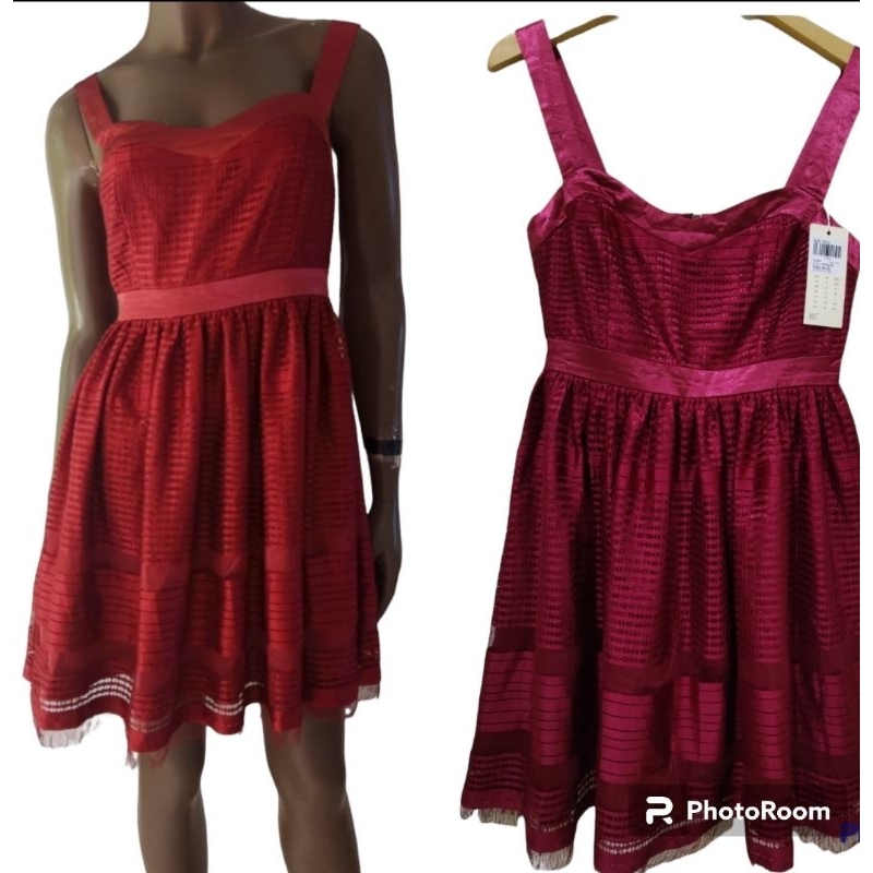 SALE branded dress BYSI maroon sexy dress flare dress party dress satin