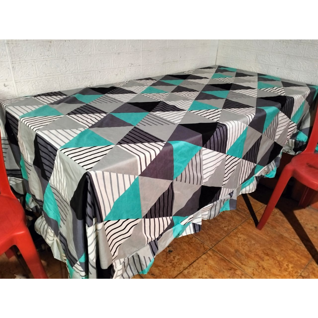 Taplak meja makan kain aneka motif /alas meja makan motif rumbai 140×220
