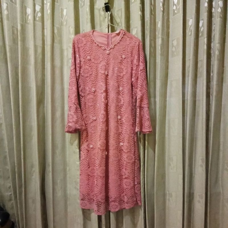 PL Brand Majesty Tunik Full Brukat Payet Atasan Pink