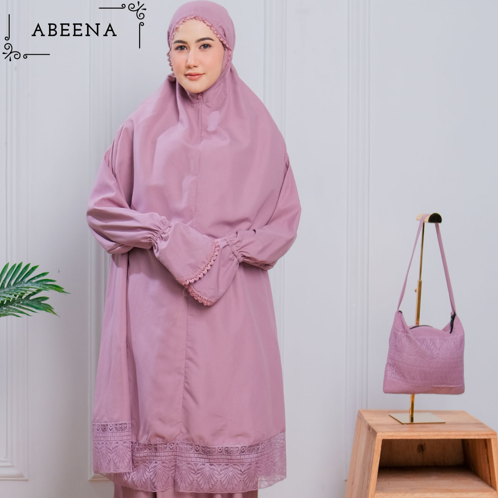 ABEENA - Mukena Dewasa Berlengan Umroh Katun Renda Malika Premium