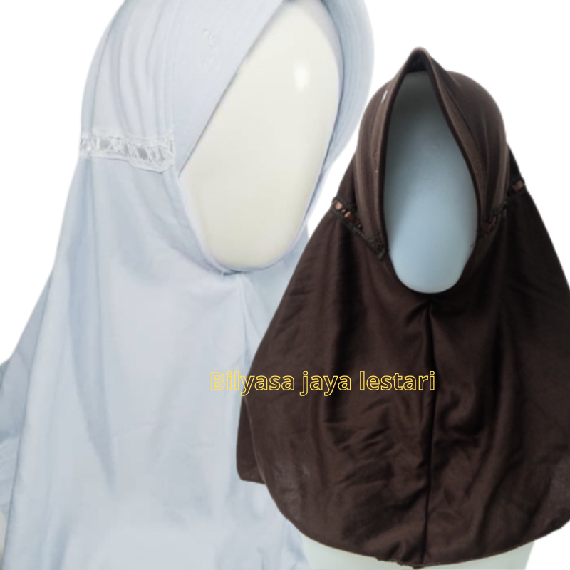 Kerudung krudung jilbab Hijab pet instan bergo tali serut pita buat sekolah anak SD SMP SMA warna pu