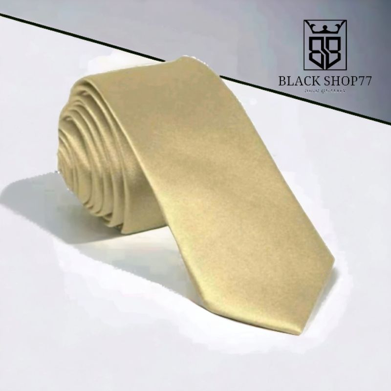 Dasi Pria Dasi Panjang Satin Polos Cream 3 Inchi 8 Cm