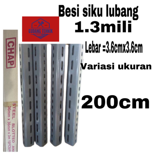Besi Siku / Rak Siku / Siku Lubang 1.1mm 200cm Kuat dan Berkualitas (ABU-ABU)