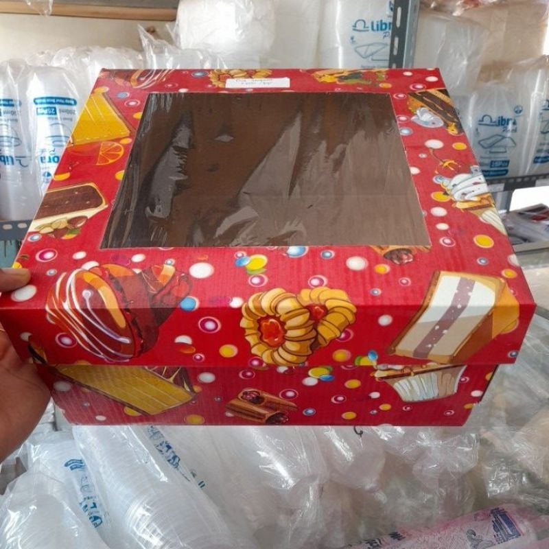DUS KUE TART DUS SANGGAN TEBAL DUS HAJATAN LAMARAN MOTIF UKURAN 28X28 TINGGI 12CM