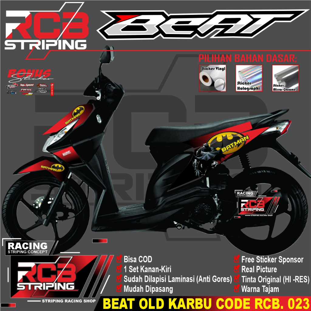 Sticker Striping Variasi Beat karbu - Striping Motor Beat karbu. code rcb 023