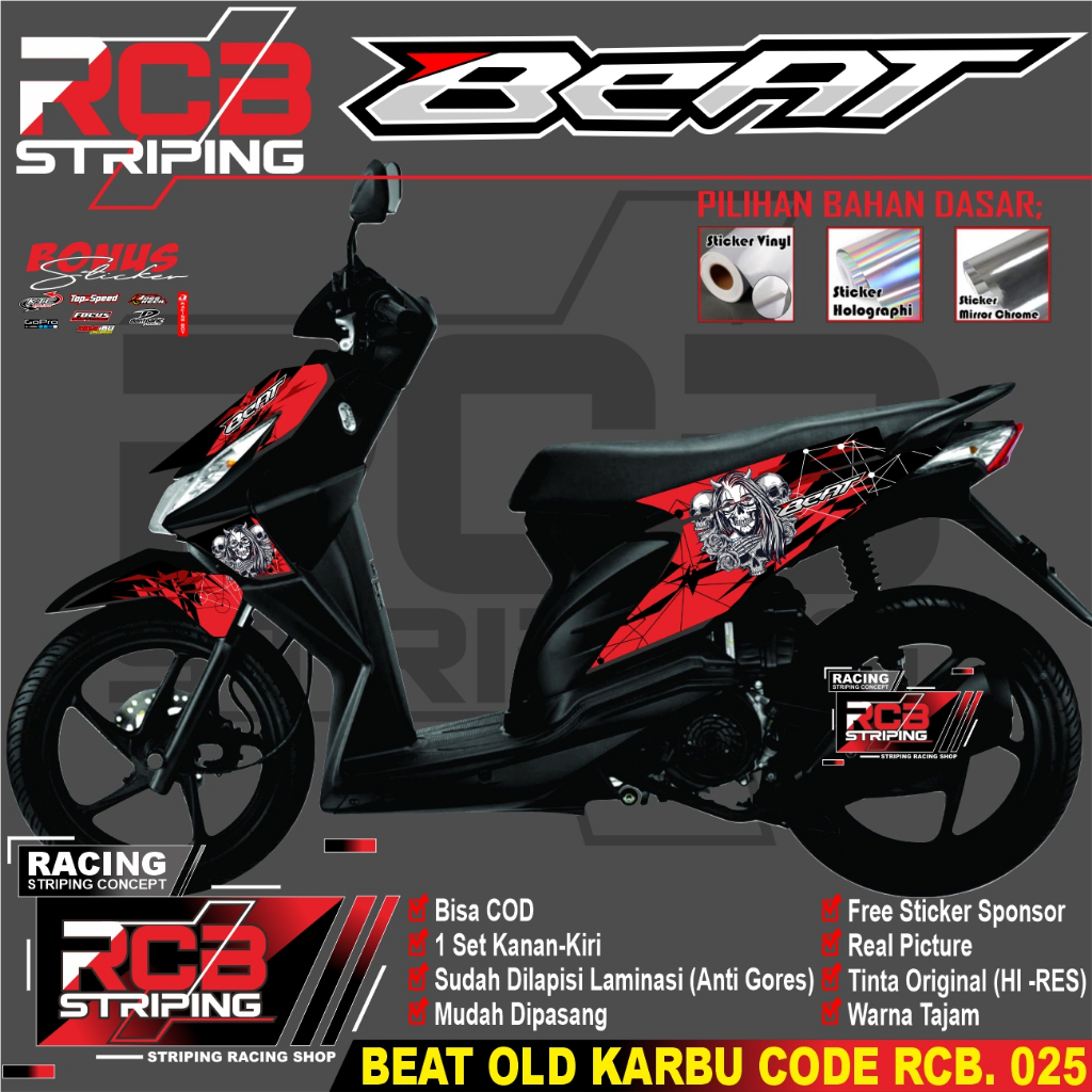 STRIPING Beat Karbu Semi Stiker Beat Karbu  Lama Terbaru Striping Beat Karbu /Beat Karbu RCB 025