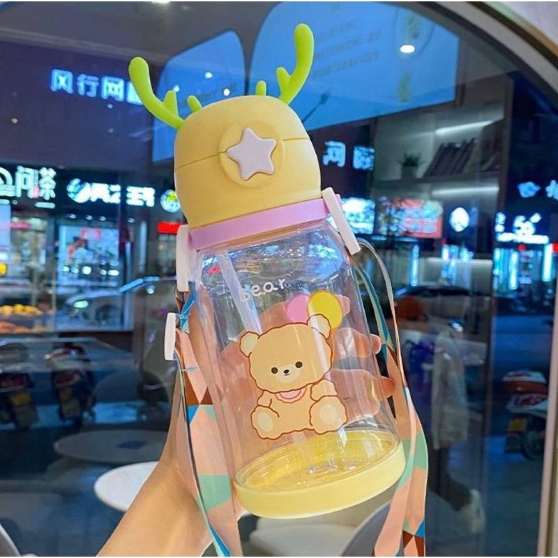 ￼BOTOL MINUM VIRAL RUSA TALI / Botol Minum  SEDOTAN Anak / 700ML Tanduk Rusa NEW Cute Imoet / Botol 