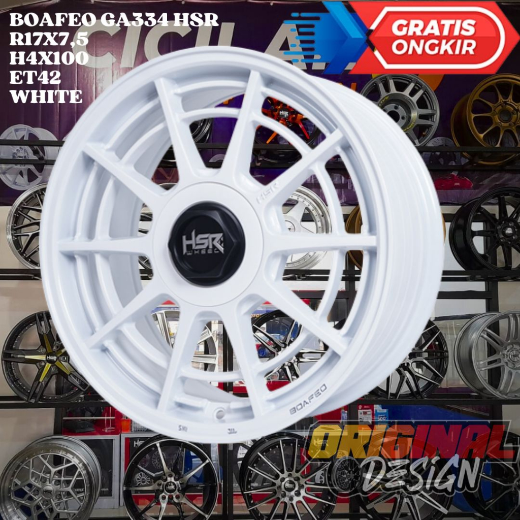 Velg Mobil Ring 17 HSR BOAFEO R17 White / Putih Mobilio Fiesta Raize