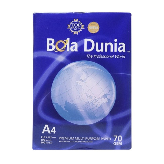 

{TOP BRAND} Kertas HVS A4 70 GSM BOLA DUNIA