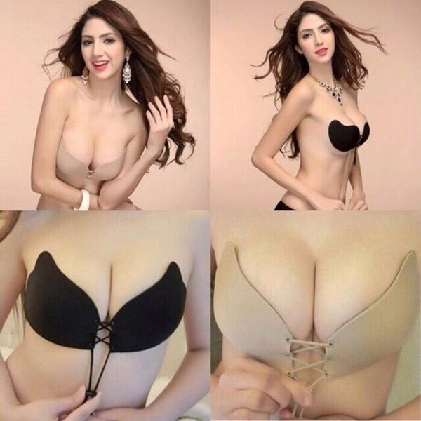 BRA BH ANGEL WINGS push up bra tanpa tali backless strapless tempel ikat bra sexy hitam krem bh cup 