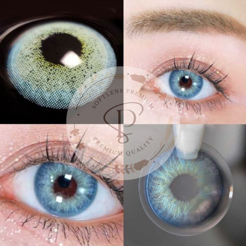 Softlens Premium Hijau Kebiruan Tanpa Ring Minus/Normal Diameter 14.5 | Softlens Mata Bule | Softlen