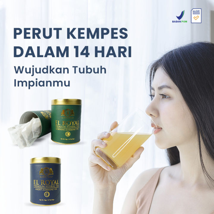 

1 PAKET El royal Premium Tea | 1 Morning Slimming Tea - 1 Night Slimming Tea 28 gr Premiun Herbal Tea Original Minuman Teh Pelangsing Badan