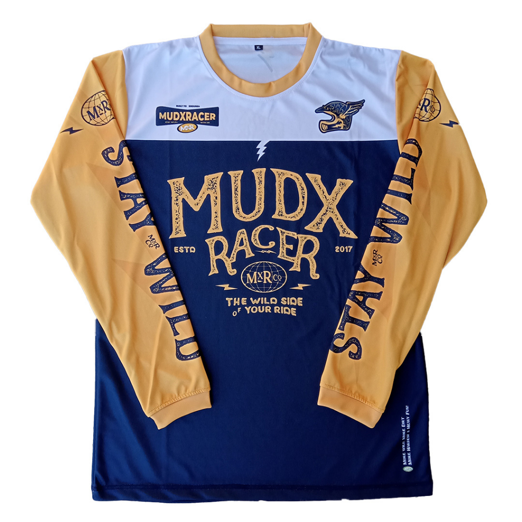 Jersey Motocross Mudxracer Retro Vintage Trail Adventure Kuning