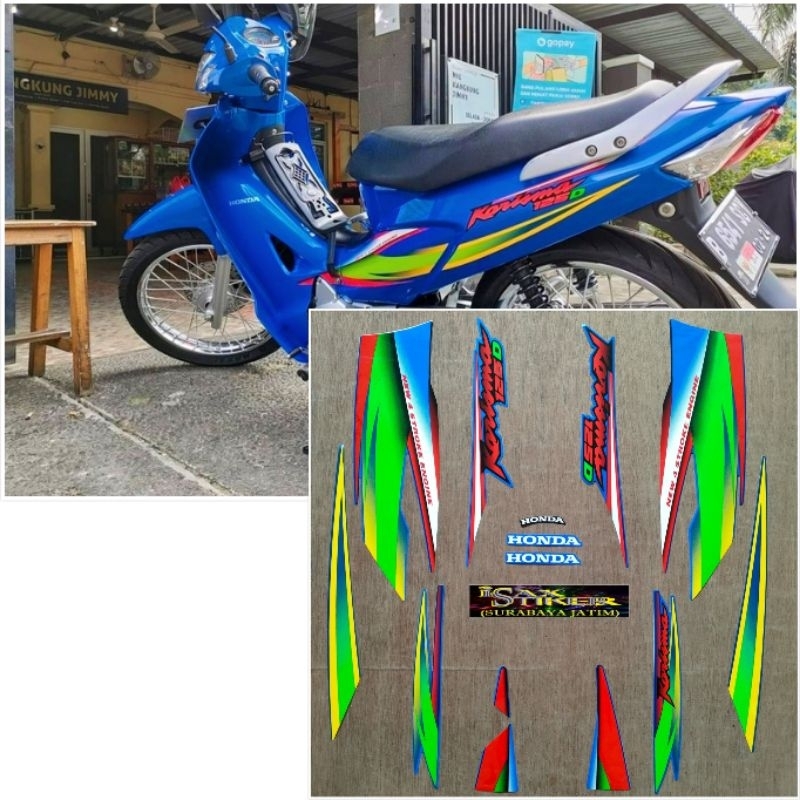 Striping Original Honda Karisma 125 D biru tahun 2002 2003