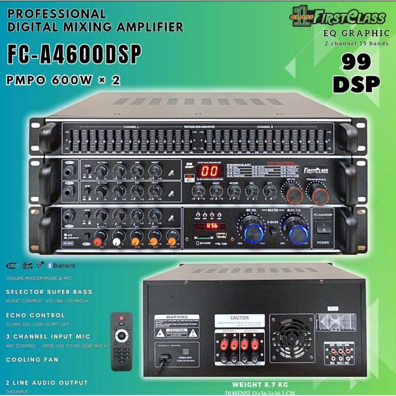 Digital Mixing Amplifier Firstclass FC A4600DSP / FC-A4600 DSP / FCA4600DSP ORIGINAL BLUETOOTH WITH 