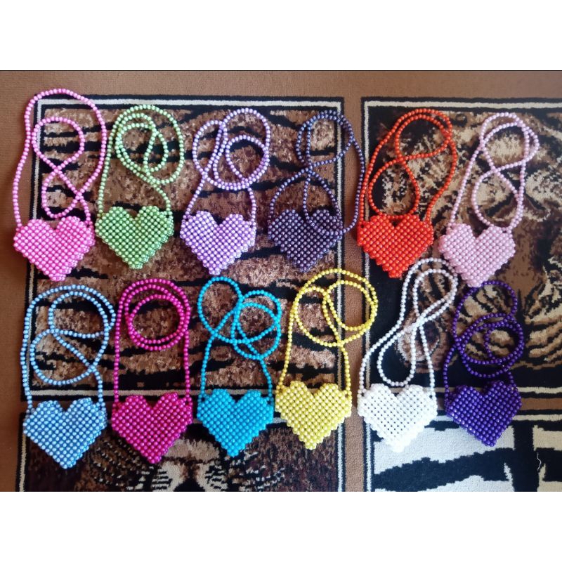 Tas love manik/tas mote akrilik selempang imut