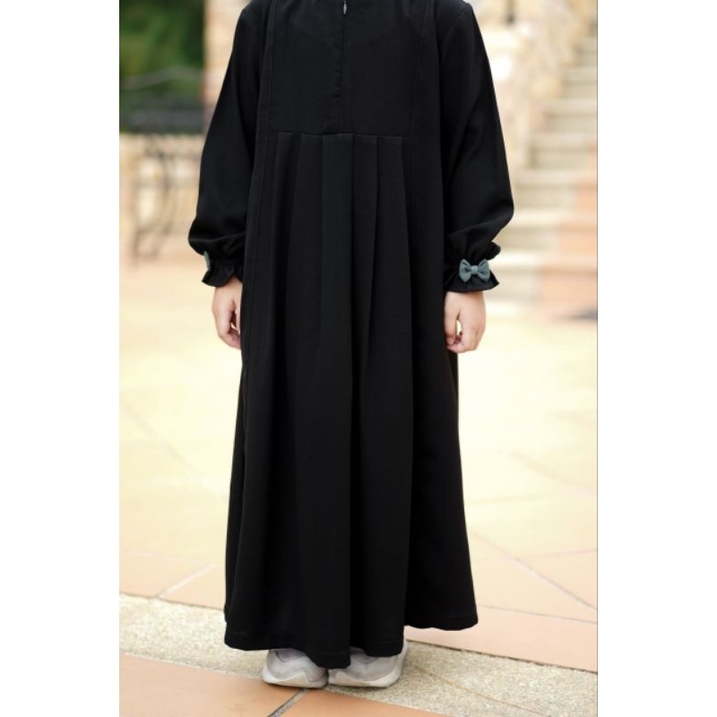 Set Abaya Happy Kids Al Banaat Al Arabian / Abaya Anak Jetblack Hitam/ Gamis Anak