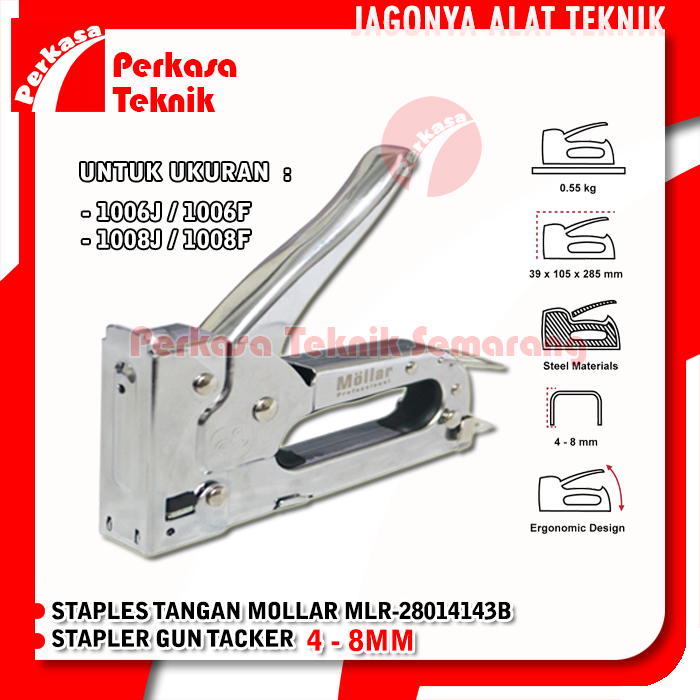 

Staples Tembak Manual 4-8mm MOLLAR 28014143B Gun Tacker Stapler