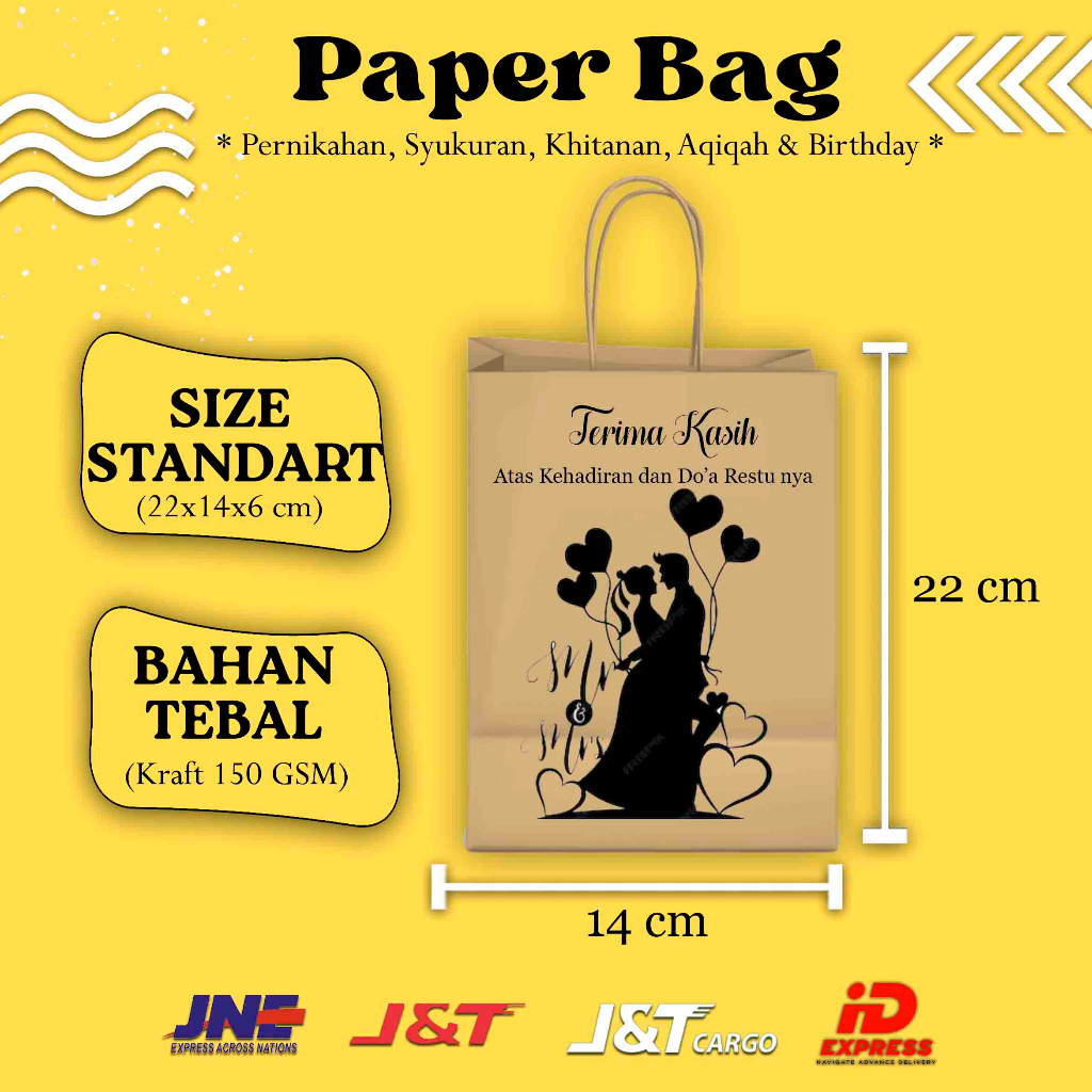Paperbag Souvenir / Paper bag Coklat  / Tas Souvenir 14x6x22 cm / Tas Kertas / Custom design / bahan