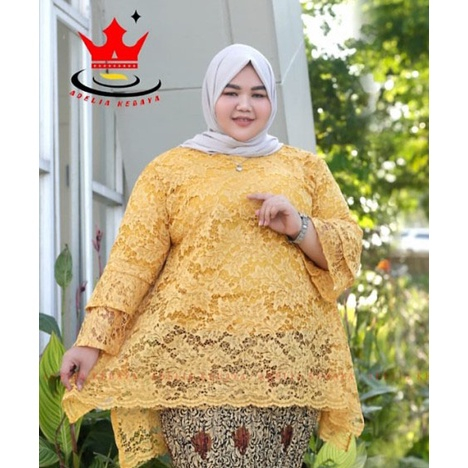 atasan jumbo/kebaya brukat modern/atasan rinjani -Hitam