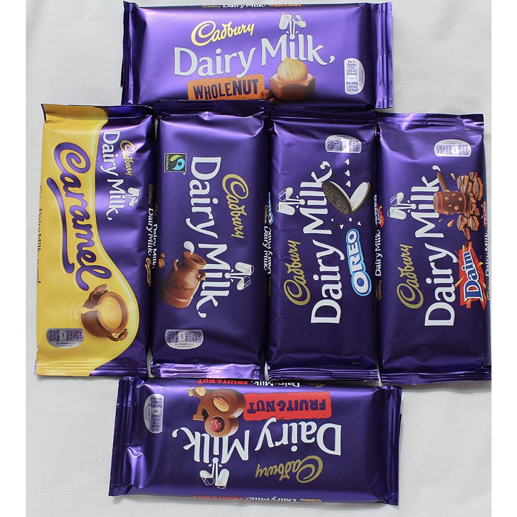 

Coklat Cadbury 65 GRAM Dairy Milk Original Chocolate Fruits & Nuts Black Forest Cashew Nuts