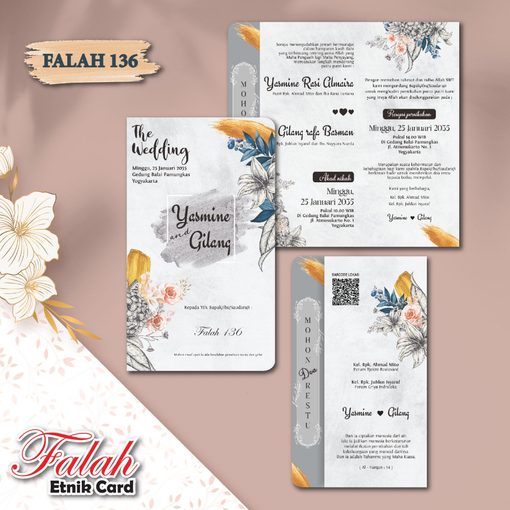 Undangan pernikahan murah / Blangko Undangan Pernikahan Falah 136 / Undangan soft cover / Undangan e