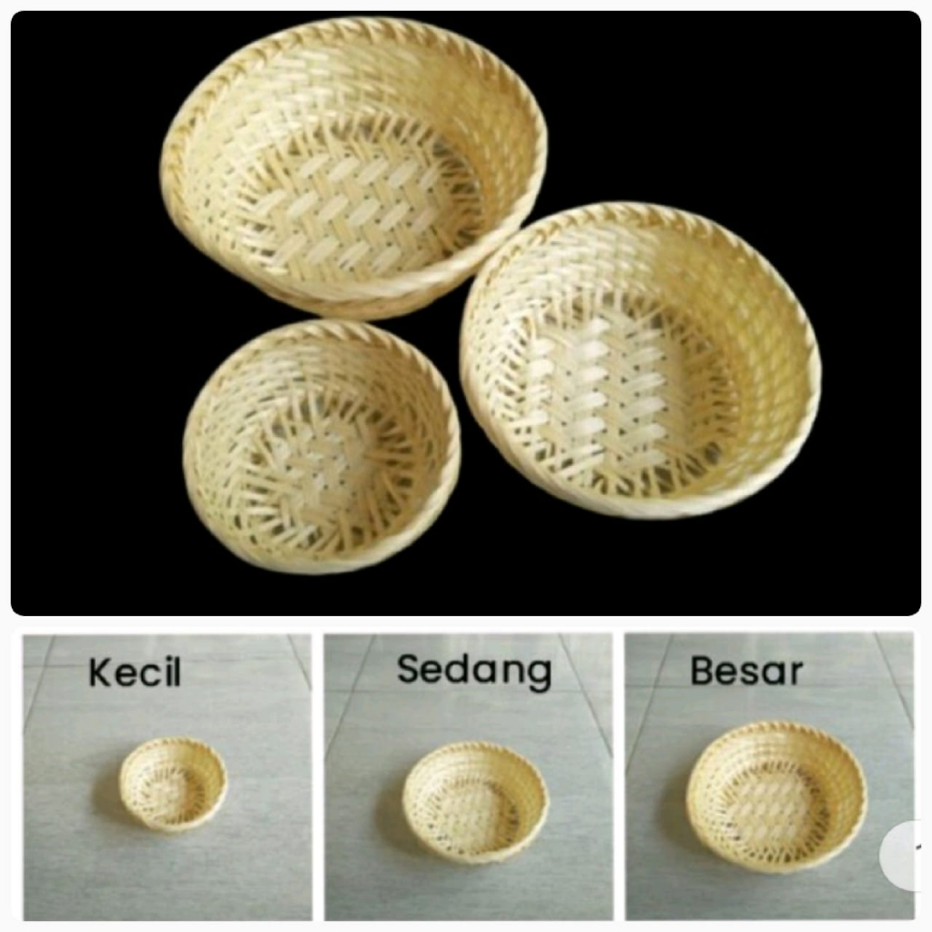 Anyaman bambu keranjang parsel hampers souvenir bingkisan piring saji unik lucu kerajinan bambu snac
