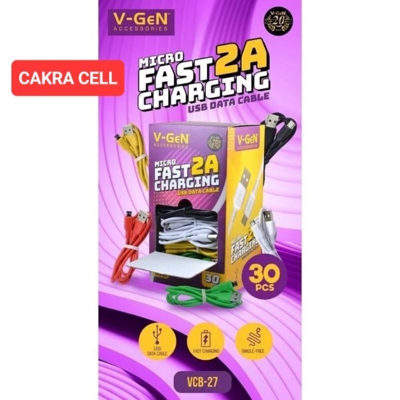 Kabel Data V-GEN VCB-27 VCB-29 USB Micro 2A / Type-C 3A Fast Charge