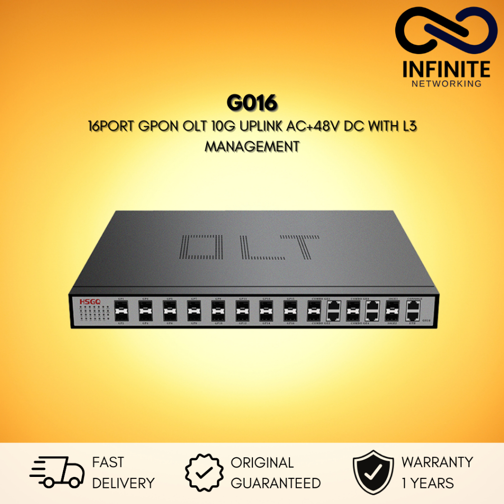 G016 HSGQ 16 PORT GPON SFP SLOTS 2*1G SFP + UPLINK SLOTS