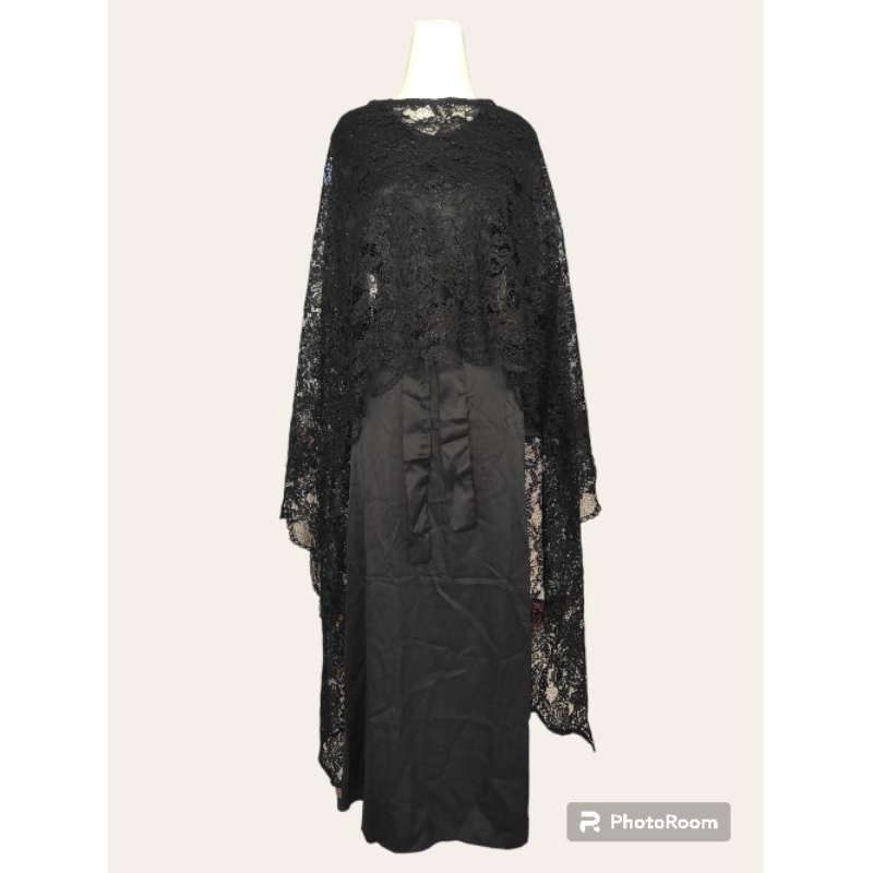 Dress gamis hitam satin pesta