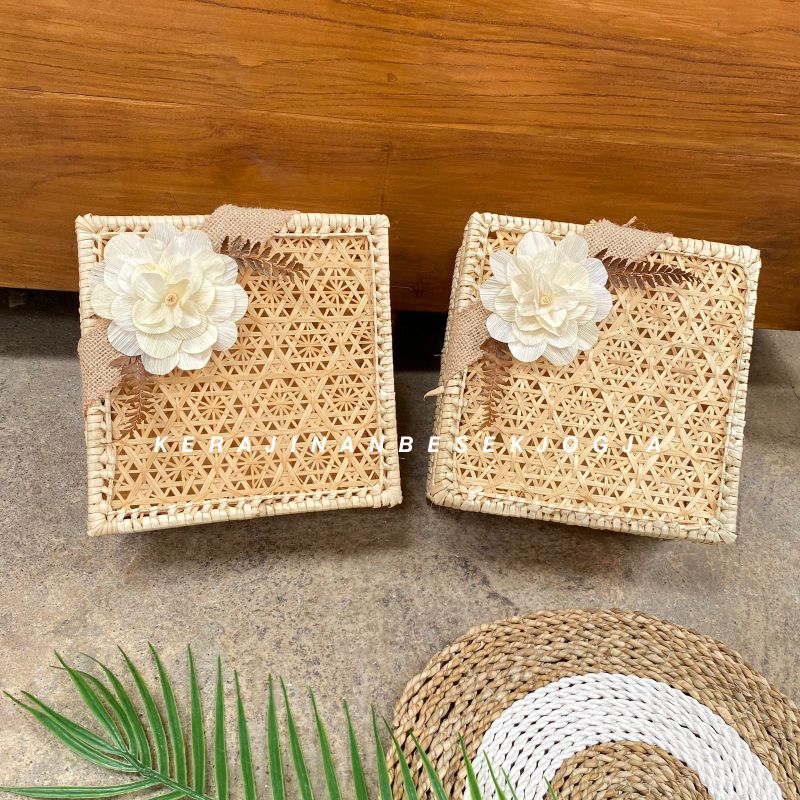 KOTAK ROTI 25x25 RUSTIC | kotak truntum kotak bambu kotak makanan hantaran seserahan lamaran parsel 