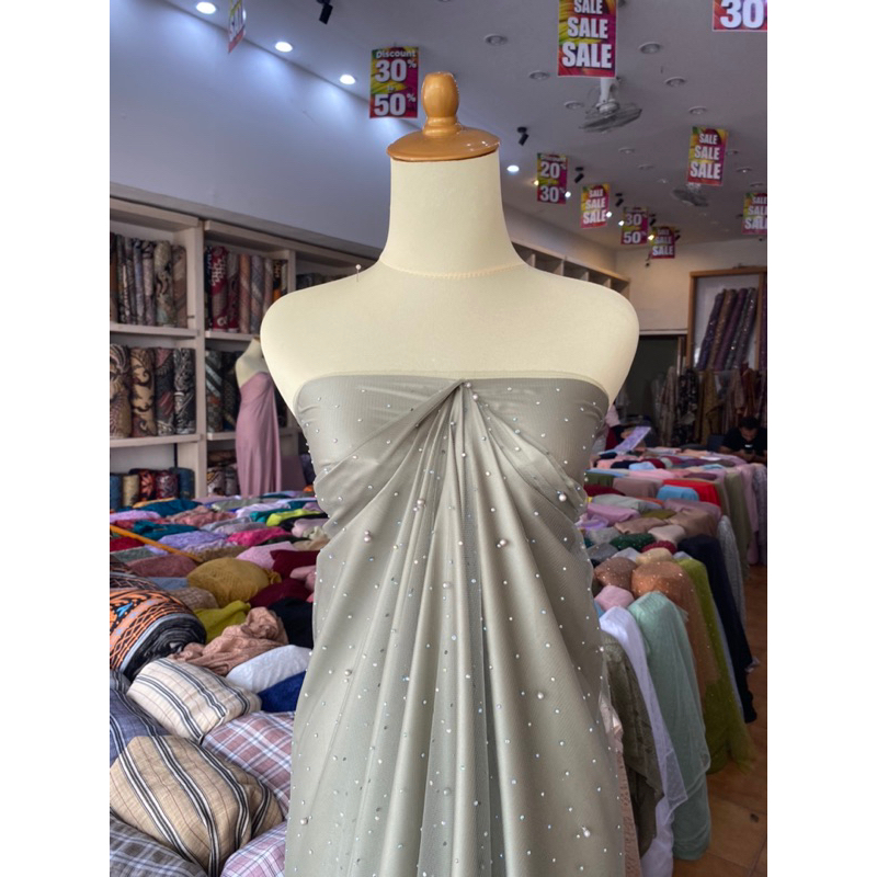 Tulle Stone Mutiara/ Tulle Mutiara Tembak / bahan dress
