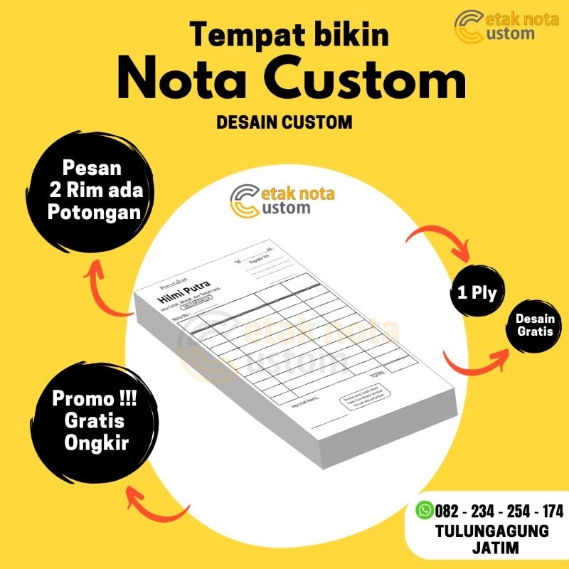 

Cetak Nota 1 ply 1/2 folio, 1/3 folio, 1/4 folio, 1/6 folio, 1/8 folio