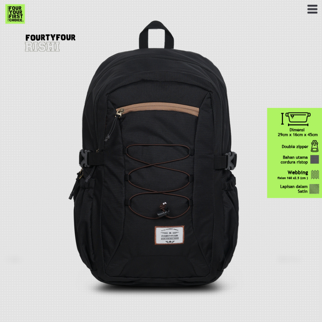 Tas Backpack Pria FOURTYFOUR RISHI - Tas Ransel Casual Pria Premium