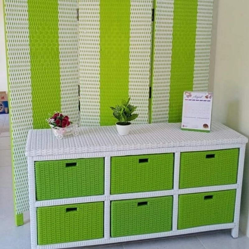 Lemari Plastik Susun 6 Rotan Sintetis