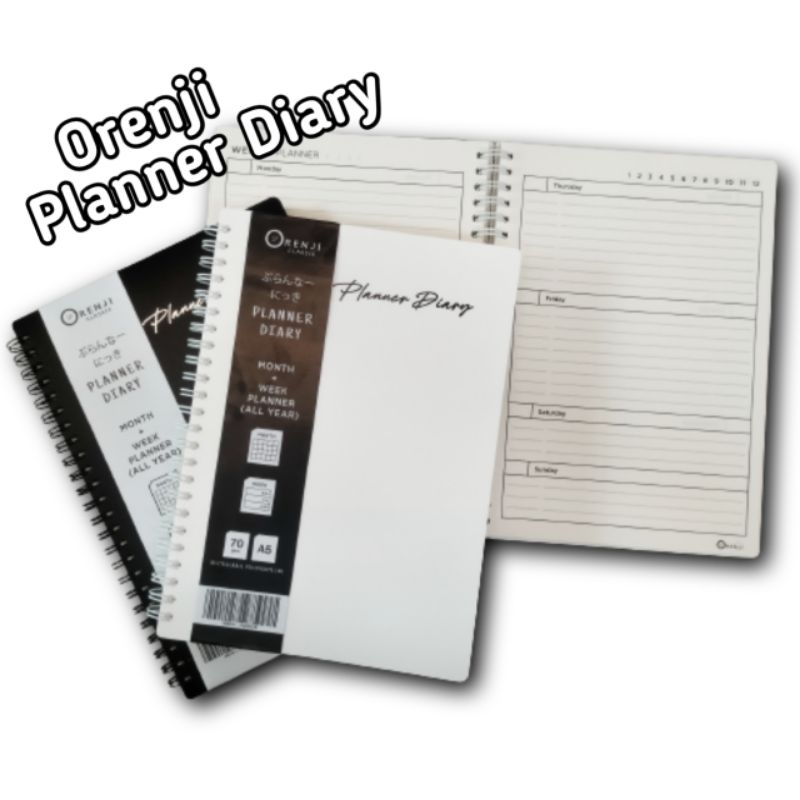 

Orenji Classic Planner Diary A5/B5 Month + Week Planner All Year - Buku Agenda Catatan Kerja Meeting Planner Diary Notebook Notepad Diary Binder Ring A5/B5 - Buku Tulis A5/B5 Spiral Notebook Aesthetic