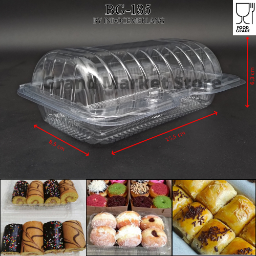 Tray Box Mika Kue Bolu Gulung Kukus Tart | BG 135 | Bolu 15,5 cm Mika Bolu Gulung Bening  Roll Cake 
