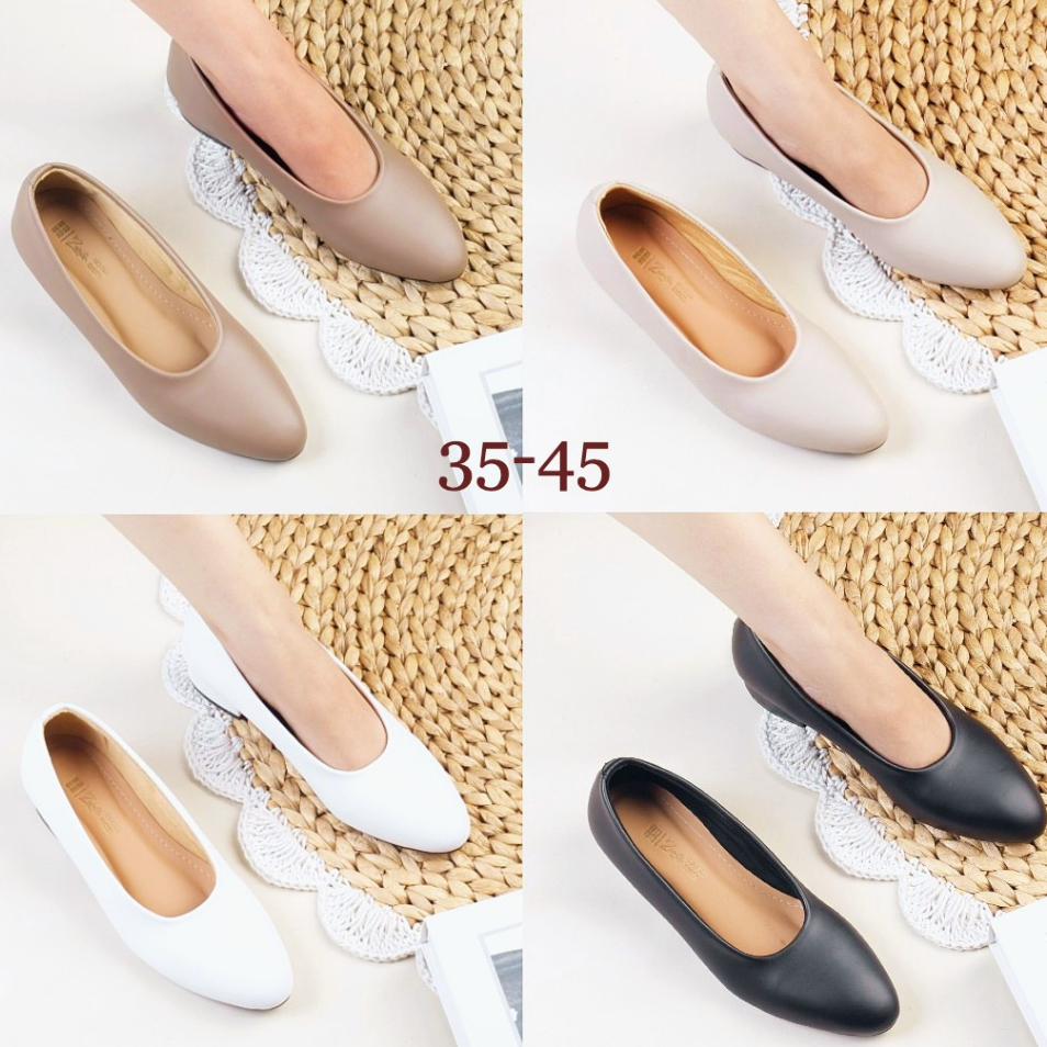 Hak 3cm Sepatu Pantofel Vantofel Luxury Wanita Korea Kerja Jumbo Heels Branded Empuk Hitam Big Size