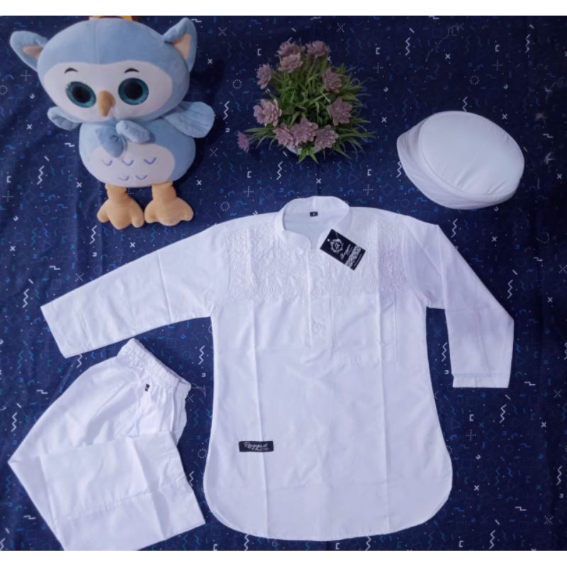 baju Koko putih anak laki-laki setelan by ar rayyan