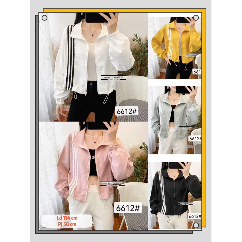 6612 Jaket IMPORT Parasut adidas list kanan jaket olahraga jogging wanita jaket lari sport sauna sui