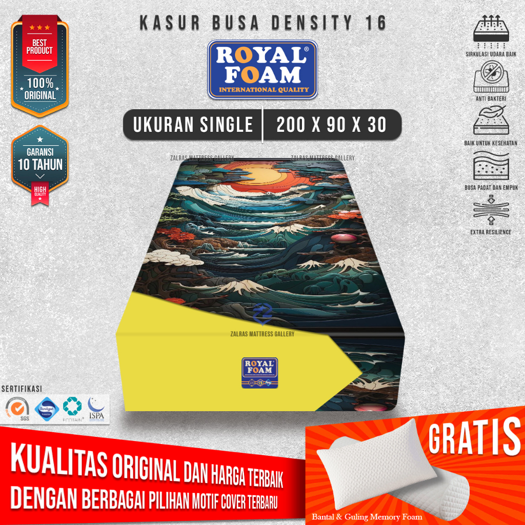 [ 200x90x30 ] Kasur Busa Single Original Royal Foam Density 16 Garansi 10 Tahun