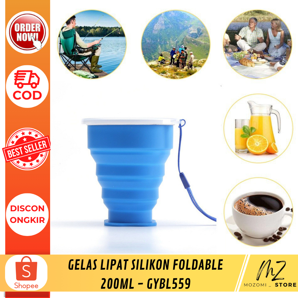 Gelas Lipat Silikon Foldable 200ml / gelas unik / peralatan camping / aksesoris alat minum./alat dap