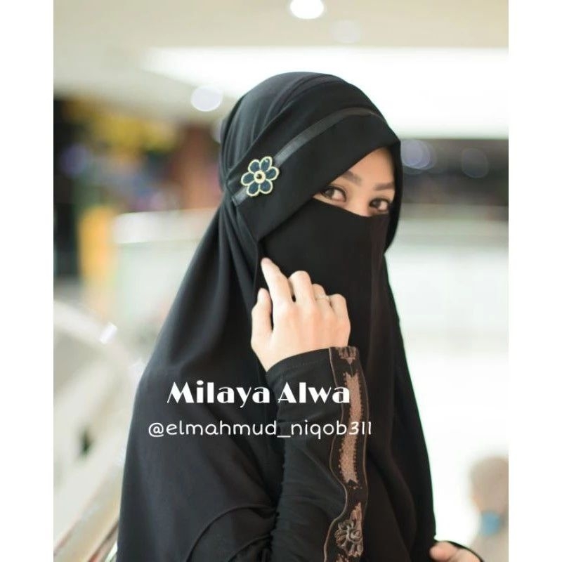 Cadar Niqab Tali Milaya Alwa Niqab Poni List Bunga Niqab Cadar List  Bunga bordir