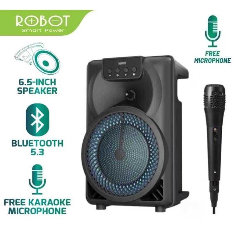 ROBOT RB350 SPEAKER PORTABLE BLUETOOTH 5.3 WITH MICROPHONE RGB GARANSI RESMI